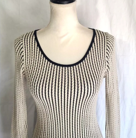 New W/Tag Peruvian Connection Black Cream Knit Ridgeline Maxi Dress XS RT $368 - Picture 5 of 10